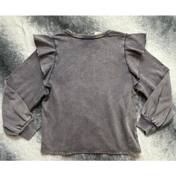 Target Universal Thread Ruffle Shoulder Sweatshirt Dark Charcoal Gray Size Large - Picture 3 of 13